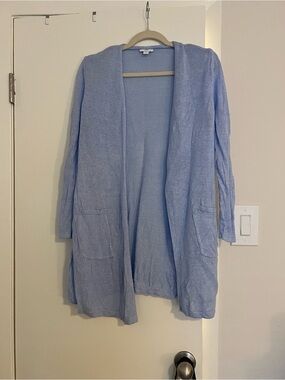 J. Jill Light Blue Open-Front Long Cardigan